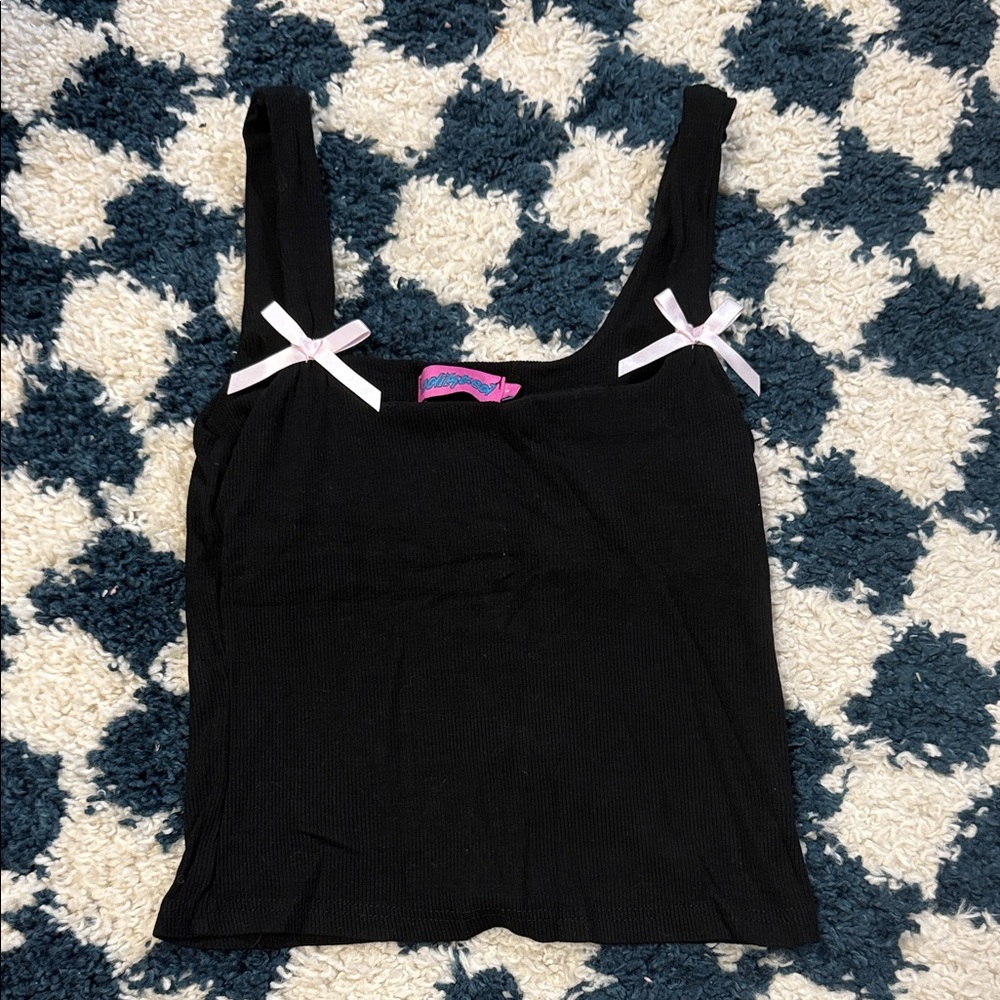 Edikted Black Tank Top with Pink Bows